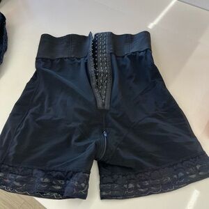 Black High-Waisted Shapewear with Lace Trim